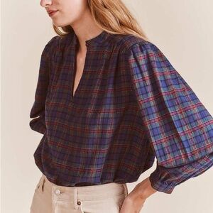 TROCATA Bailey Tinsel Plaid Blouse